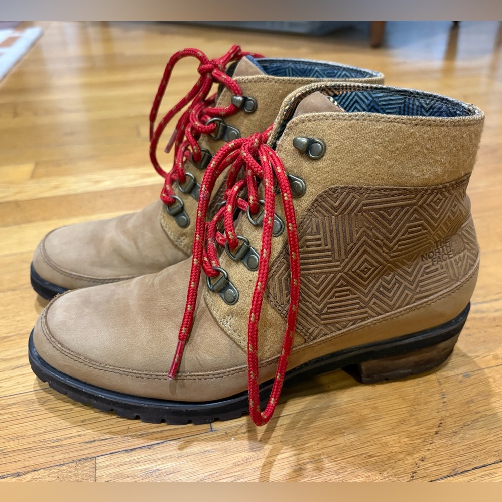 The North Face leather chukka hiking boots with Red Laces